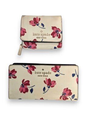 Kate Spade Staci Tea Garden Toss Bifold And Small Wallet Set As Is